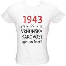 Majica ženska (telirana)-1943, vrhunska kakovost, izjemen letnik L-bela