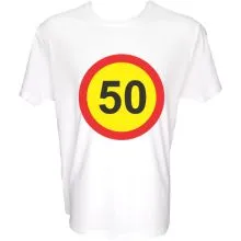 Majica-Prometni znak 50 Let M-bela