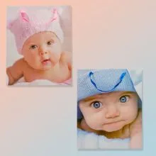 Vrečka darilna, 31.5x26x11.5 cm, dojenčkov obraz, roza/modra