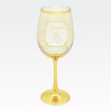 Kozarec za vino, za 18 let, "GORGEOUS AT 18", pozlačen, v  darilni embalaži, 22cm