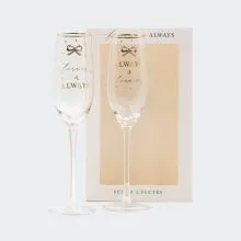 Set 2 kozarcev za penino, za poroko,"FOREVER & ALWAYS", v darilni embalaži, 24.5cm