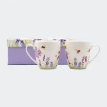 Set 2 lončkov, motiv sivke in čebel, kitajski porcelan, v darilni embalaži, 9cm