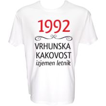 Majica-1992, vrhunska kakovost, izjemen Letnik XXL-bela