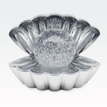 Svetilka v obliki školjke, srebrna, PVC, 12.5x13cm, z USB