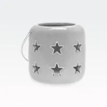 Laterna za čajno lučko, zvezde, siva, keramika, 10.5x8.5cm