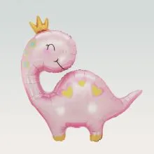 Balon napihljiv za helij, dinozaver s kronico, roza, 89cm