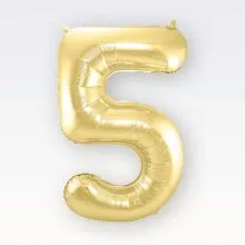 Balon napihljiv, "5", zlati, 40cm + palčka za napihnit
