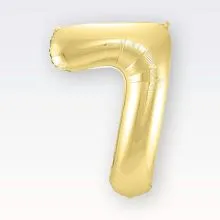 Balon napihljiv, "7", zlati, 40cm + palčka za napihnit