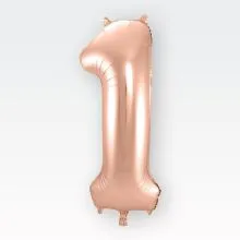 Balon napihljiv, "1", rosegold, 40cm + palčka za napihnit
