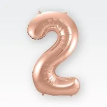 Balon napihljiv, "2", rosegold, 40cm + palčka za napihnit