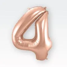 Balon napihljiv, "4", rosegold, 40cm + palčka za napihnit