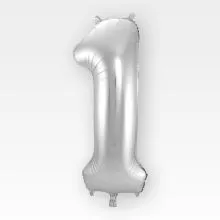 Balon napihljiv, za helij, srebrni, številka 1, 80cm