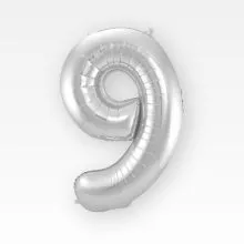 Balon napihljiv, za helij, srebrni, številka 9, 80cm