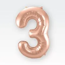 Balon napihljiv, za helij, rosegold, številka 3, 80cm