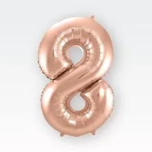 Balon napihljiv, za helij, rosegold, številka 8, 80cm