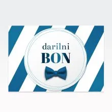 Kuverta za darilne bone belo/modra s črtami "Darilni bon"