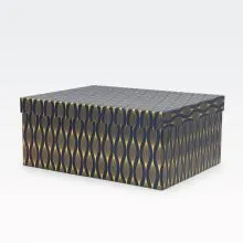Darilna škatla, modro zlata, 33x25.5x14.5cm