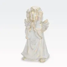 Angel stoječ, belo-zlat, keramika, 21cm
