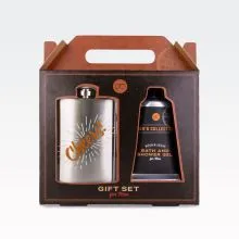 Darilni set za moške MEN'S COLLECTION, (60ml gel za tuširanje in kopel, prisrčnica kovinska, 115ml), z vonjem Birch&Cedar, v darilni škatli