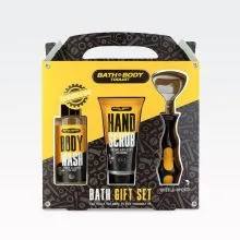 Kopalni set za moške BATH + BODY TOOLKIT, (100ml gel za tuširanje in kopel, 50ml piling za roke, odpirač za steklenice), z vonjem Sandalwood &Musk, v darilni škatli