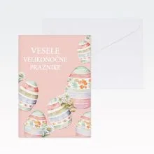 Voščilnica, Velika noč, pisane jajčke, Veselo Velikonočne praznike, roza