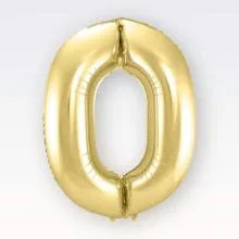 Balon napihljiv, "0", zlati, 40cm + palčka za napihnit