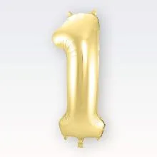 Balon napihljiv, "1", zlati, 40cm + palčka za napihnit