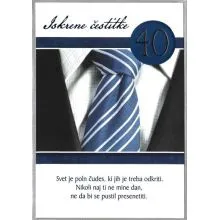 Voščilo, čestitka - srajca s kravato, za 40 let, Iskrene čestitke, svet je pol čudes ...