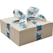Darilni set oblačil za rojstvo otroka, moder, (2x benkica, 1x body, 1x žabice, 1x kapa)