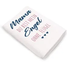 Handtuch, "Mama Du bist mein Engel ohne Flügel", Weiß, 100x50cm