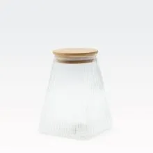 Doza za shranjevanje, steklena z lesenim pokrovom, 950ml, 14.5x10.5cm
