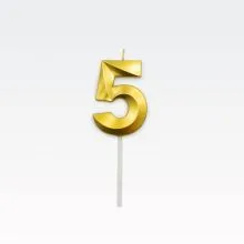 Svečka za torto, številka 5, zlata, 5cm
