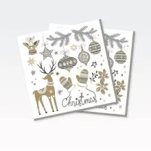 Papirnate serviete, bele, božični okraski, 33x33cm, 20kos.