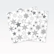 Papirnate serviete, bele, srebrne zvezde, 33x33cm, 20kos.