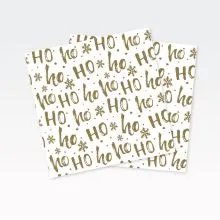 Papirnate serviete, bele, zlat napis HO, HO, HO, 33x33cm, 20kos.