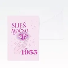 Voščilnica, rojstni dan, Siješ močno kot diamant, 1955, vijolična