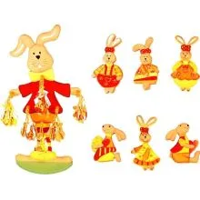 Obesek zajček (leseni) 5-6 cm, na stojalu, 36 zajčkov