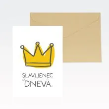 Voščilnica, rojstni dan, Slavljenec dneva, krona, bela, folija