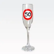 Kozarec za šampanjec prometni znak 50, 150ml, 22x5cm