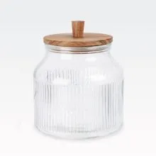 Doza za shranjevanje s pokrovom, 2200 ml, steklo/akacija