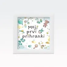 Hranilnik lesen, bel, Moji prvi prihranki, za fanta, 15x15x5cm