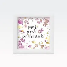 Hranilnik lesen, bel, Moji prvi prihranki, za punco, 15x15x5cm