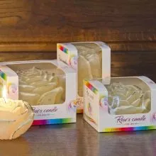 Sveča, roža, visoka z LED lučko, menja barve, 340 g, sort.