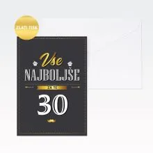 Voščilnica, rojstni dan, moški, 30, Vse najboljše za te, zlati tisk