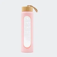 Steklenica za vodo, motivacijska, v silikonskem ovitku, 1000ml, roza