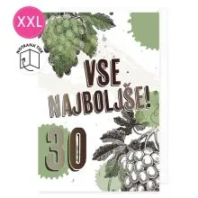 Voščilnica velika, rojstni dan, Vse najboljše, 30, grozdje, zeleno-bela