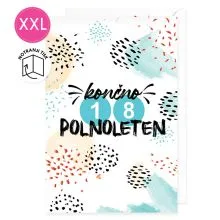 Voščilnica velika, rojstni dan, 18, končno polnoleten, bela