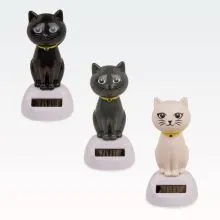 Figura gibajoča, mačka, s solarno celico, 10cm, sort.