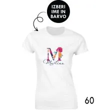 Majica z imenom in črko s cvetjem