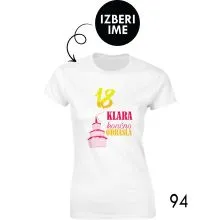 Ženska personalizirana majica – 18 x končno odrasla